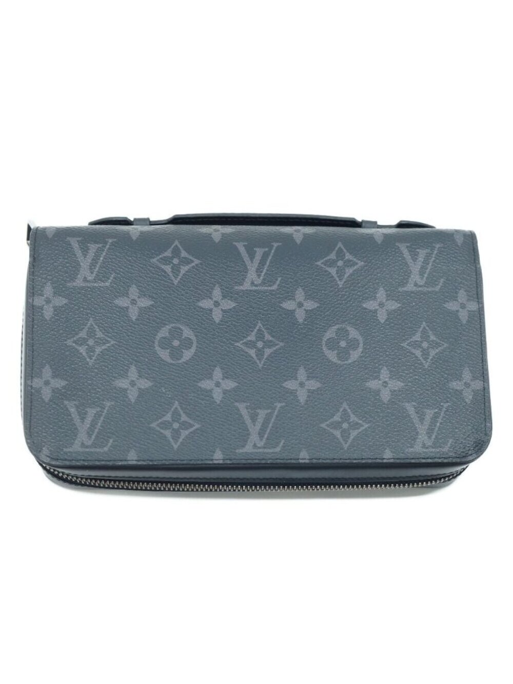 Louis Vuitton Monogram Eclipse Zippy XL Wallet Black Gray Silver